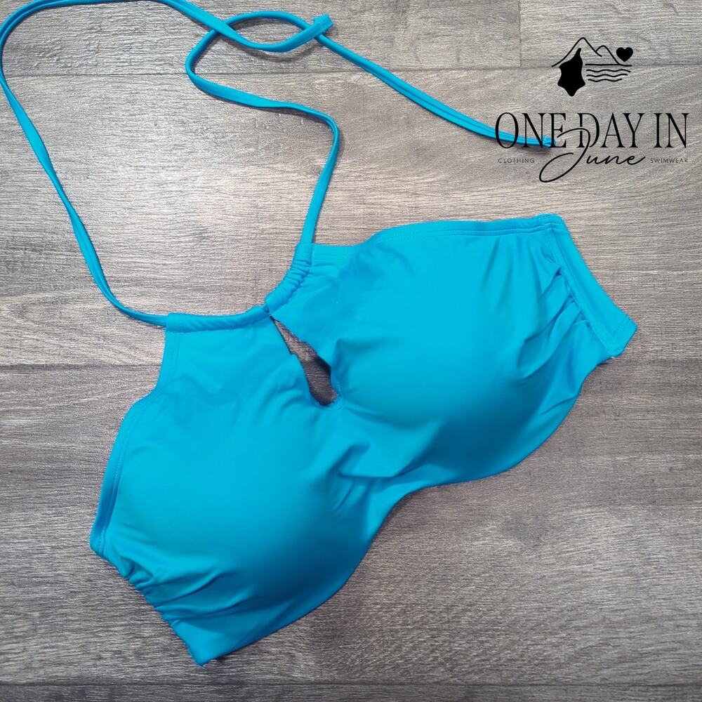 A.Che Tie Back High Halter Keyhole Bikini Top Size T5 (M 32DD, 32DDD, 34D, 34DD)